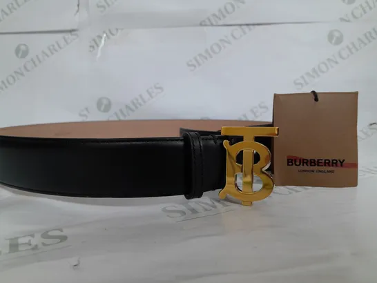 BURBERRY WOMENS BLACK LEATHER BELT MEDIUM