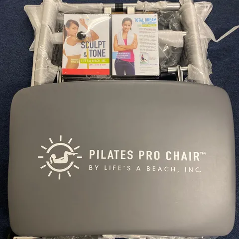 BRAND NEW BOXED PILATES PRO CHAIR WITH 4 DVDS BY LIFE'S A BEACH