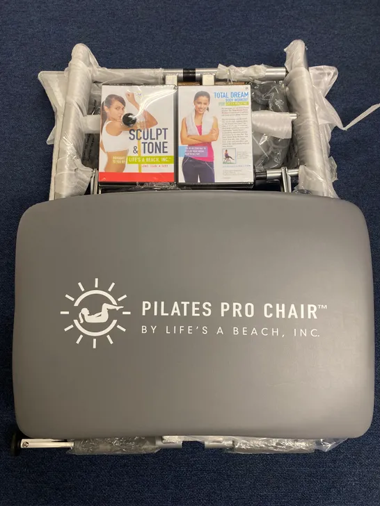 BRAND NEW BOXED PILATES PRO CHAIR WITH 4 DVDS BY LIFE'S A BEACH