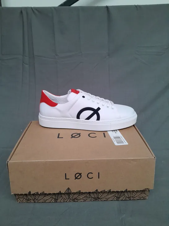 BOXED PAIR OF LOCI ORIGINS IN WHITE/RED/NAVY SIZE EU 45