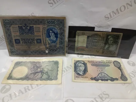 GROUP OF 4 COLLECTABLE BANK NOTES FROM VARYING COUNTRIES AND YEARS