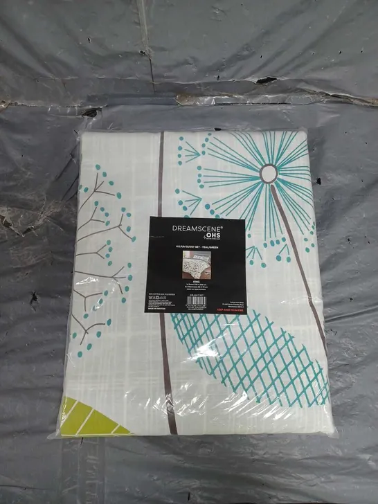  ALLIUM KINGSIZE DUVET SET IN TEAL/GREEN 