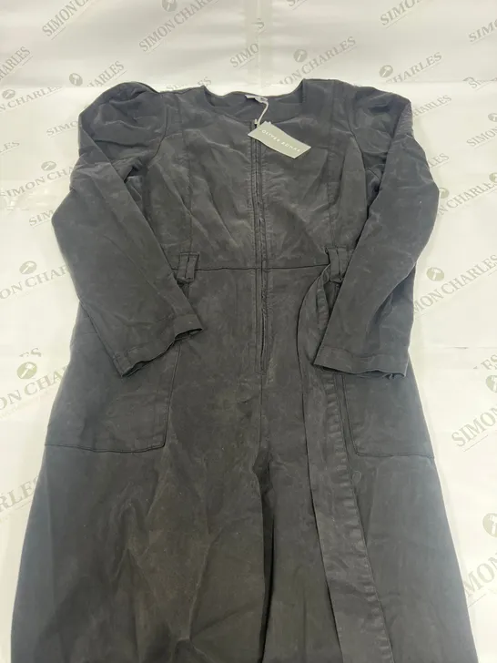 OLIVER BONAS PUFF SLEEVE JUMPSUIT IN BLACK SIZE 14