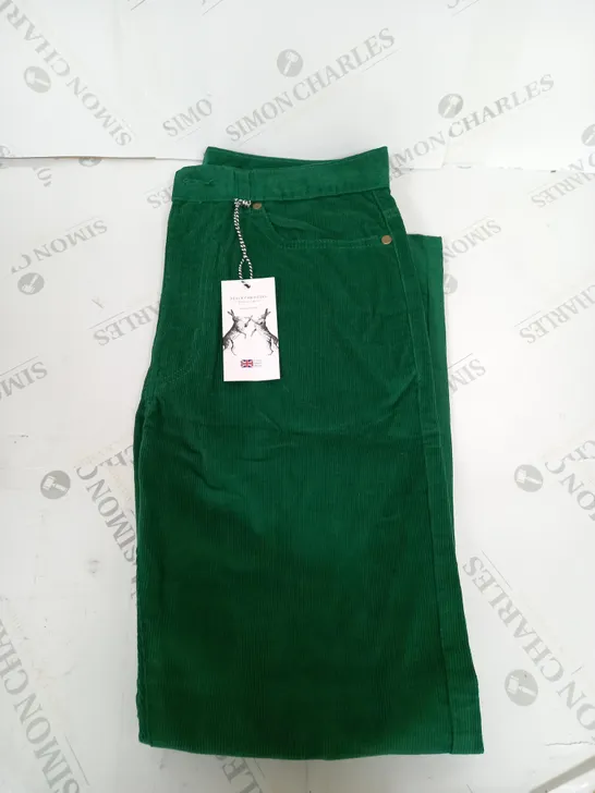 PETER CHRISTIAN CORD GREEN TROUSERS SIZE W28