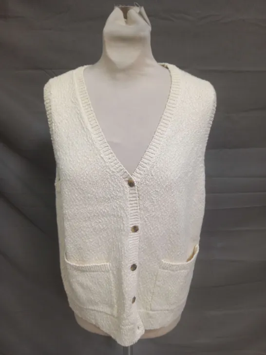 HUSH KNITTED OFF WHITE WAISTCOAT - LARGE