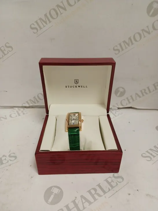 LADIES STOCKWELL WATCH – TEXTURED DIAL WITH SUB DIAL MINUTE HAND – GREEN LEATHER STRAP 