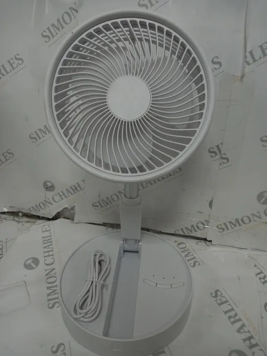 BELL & HOWELL ADJUSTABLE FOLDING RECHARGEABLE STAND FAN WHITE