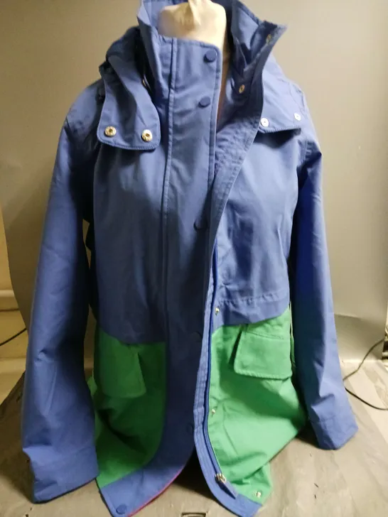 JOULES LADIES WATERPROOF AND BREATHABLE JACKET BLUE/GREEN SIZE 8