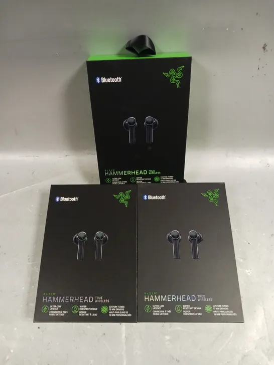 APPROXIMATELY 3 X BOXED RAZER HAMMERHEAD TRUE WIRELESS EARPHONES 