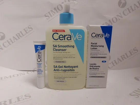 BOX OF APPROX 6 CERAVE ITEMS TO INCLUDE EYE REPAIR CREAM, FACIAL MOISTURISING LOTION AND SMOOTHING CLEANSER