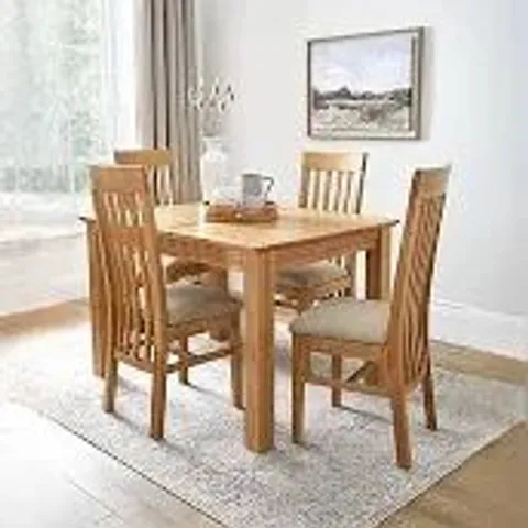 BOXED CONSTANCE DINING SET - EXTENDING TABLE AND 4 CHAIRS - OAK (4 BOXES)
