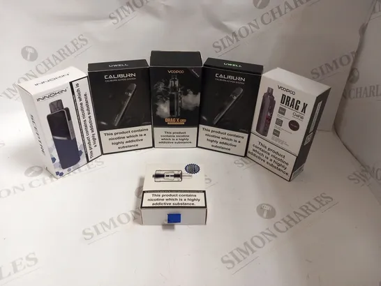 APPROXIMATELY 30 ASSORTED E-CIGARETTES AND E-CIGARETTE PARAPHERNALIA TO INCLUDE; INNOKIN, CALIBURN AND VOOPOO