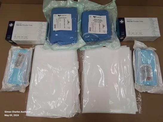 PALLET OF APPROXIMATELY 550 ASSORTED BRAND NEW MEDICAL ITEMS TO INCLUDE - DISPACK REINFORCED SURGICAL GOWNS LARGE - POWDER FREE GLOVES SMALL - 20 PACKS OF FACE MASKS ETC 