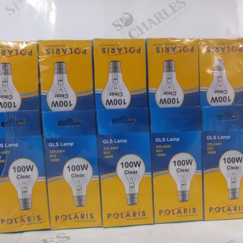 SET OF 10 POLARIS 100W CLEAR GLS LAMPS
