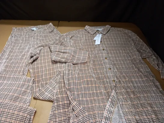 TOP SHOP BROWN CHECK TROUSERS AND SHIRT - XS