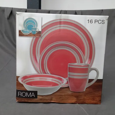 BOXED ROMA 16 PIECE TABLEWARE SET IN BLUE