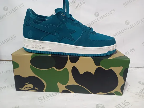 BOXED PAIR OF A BATHING APE SNEAKERS IN TEAL UK SIZE 11