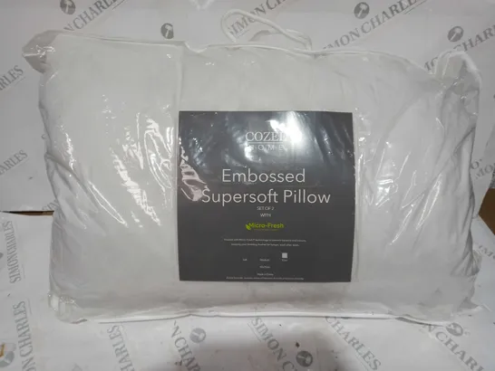 SUPERSOFT BY COZEE HOME SET OF 2 EMBOSSED MICROFRESH PILLOWS