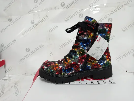 BOXED RIEKER MULTI COLOUR LACE UP BOOTS, MULTI COLOUR - SIZE 5