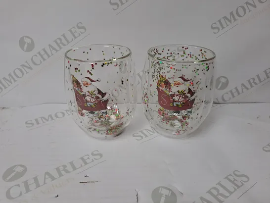 BOXED SET OF 2 CHRISTMAS THEMED DRINKING GLASSES