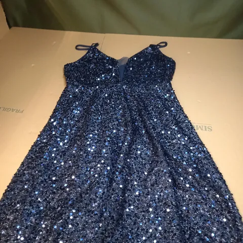 WOMENS NAVY SEQUIN SLEEVELESS DRESS SIZE UNSPECIFIED