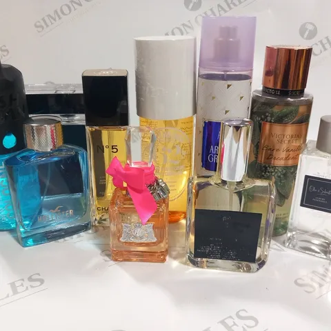 APPROXIMATELY 30 UNBOXED FRAGRNCES TO INCLUDE; CHANEL, HOLLISTER, ARIANA GRANDE AND NISH MAN