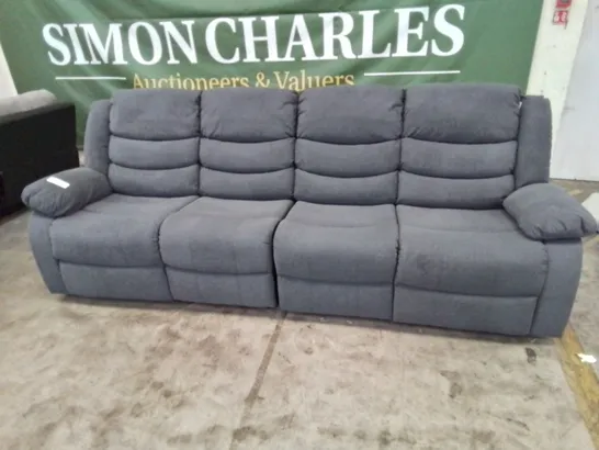 DESIGNER MANUAL RECLINING FOUR SEATER SOFA CHARCOAL FABRIC 