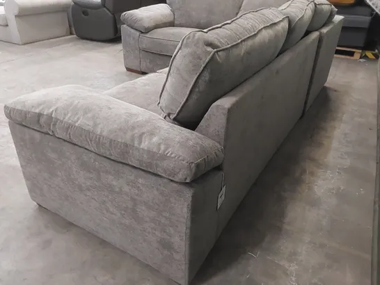 DESIGNER LARGE FABRIC UPHOLSTERED CORNER SOFA - GREY