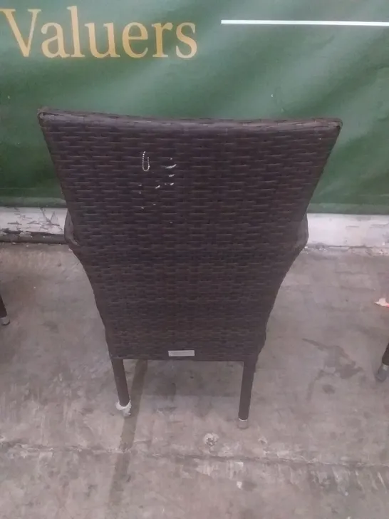 X4 RATTAN EFFECT GARDEN CHAIRS BROWN