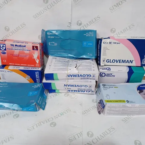 BOX TO CONTAIN 10 X PACKS OF NITRILE POWDER-FREE GLOVES, BRANDS AND SIZES MAY VARY