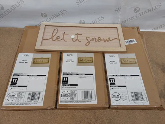 LOT OF 3X BRAND NEW BOXED 'LET IT SNOW' WALL ART (1 ITEM)