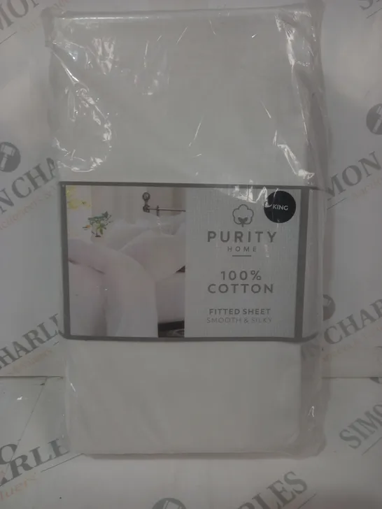 PURITY HOME 100% COTTON FITTED SHEET - KING SIZE