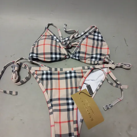 BURBERRY BIKINI SET IN BEIGE & RED - KIDS SMALL