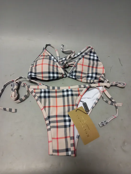 BURBERRY BIKINI SET IN BEIGE & RED - KIDS SMALL