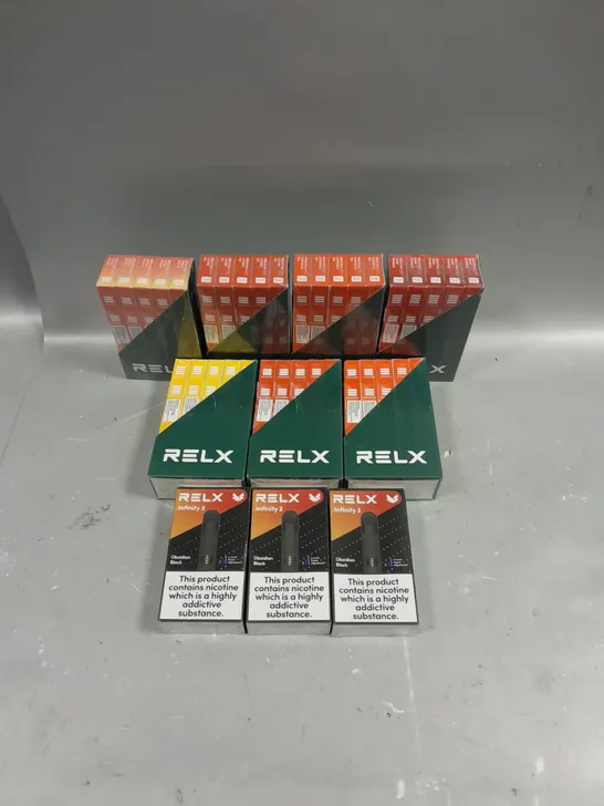 LOT OF ASSORTED DISPOSABLE VAPES TO INCLUDE RELX LEMON ICE TEA, LYCHEE ICE, ETC