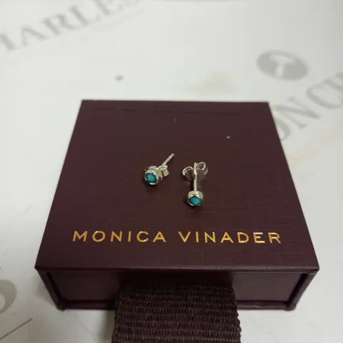 MONICA VINADER SILVER MINI TURQUOISE STUD EARRINGS 