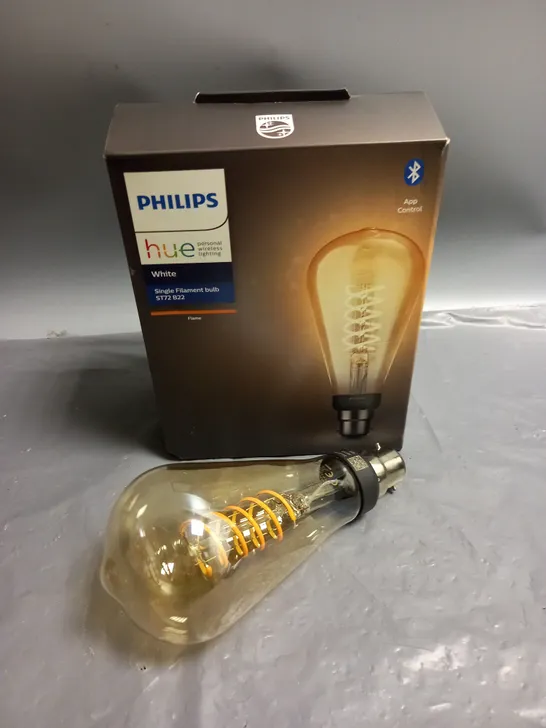 BOXED PHILIPS HUE APP CONTROLLED SINGLE FILAMENT BULB - WHITE B22