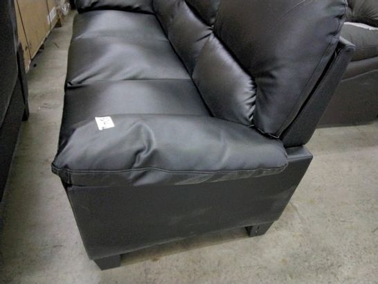 DESIGNER BLACK LEATHER FIXED THREE SEATER SOFA 