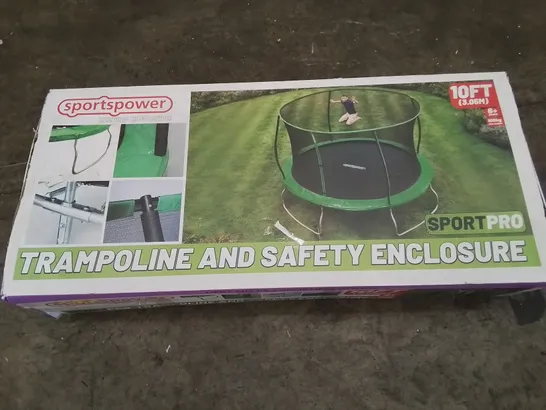 BOXED SPORTSPOWERS 10FT TRAMPOLINE AND ENCLOSURE