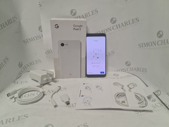 BOXED GOOGLE PIXEL 3 128GB ANDROID SMART PHONE - CLEARLY WHITE