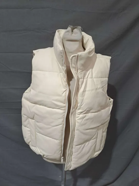 HOLLISTER CREAM PADDED GILET - LARGE