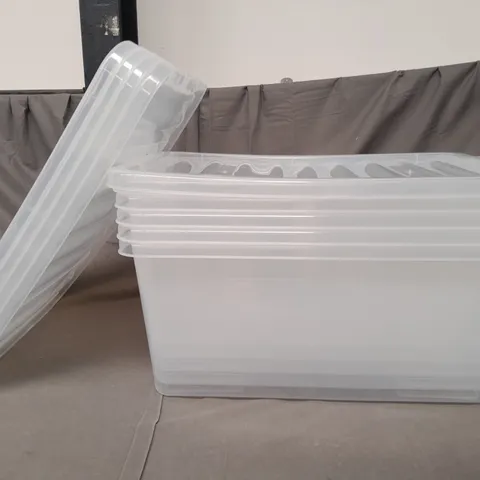 BOXED UNBRANDED SET OF APPROXIMATELY 5 PLASTIC STORAGE CONTAINERS