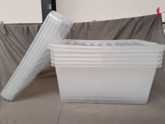 BOXED UNBRANDED SET OF APPROXIMATELY 5 PLASTIC STORAGE CONTAINERS