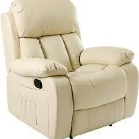 BOXED CHESTER CREAM LEATHER ELECTRIC RECLINING ARM CHAIR