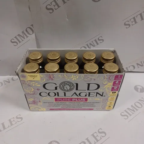 10 X GOLD COLLAGEN PURE PLUS HEALTH LIQUID SUPPLEMENT BOTTLES (10 X 50ML) - 25+