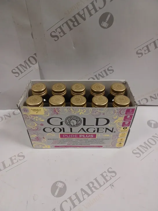 10 X GOLD COLLAGEN PURE PLUS HEALTH LIQUID SUPPLEMENT BOTTLES (10 X 50ML) - 25+