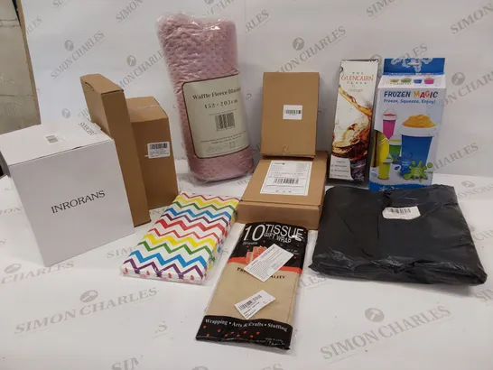 11 BRAND NEW ITEMS TO INCLUDE: INRORANS ELECTRIC WAX MELT WARMER, WAFFLE FLEECE BLANKET, SLUSHY MAKER