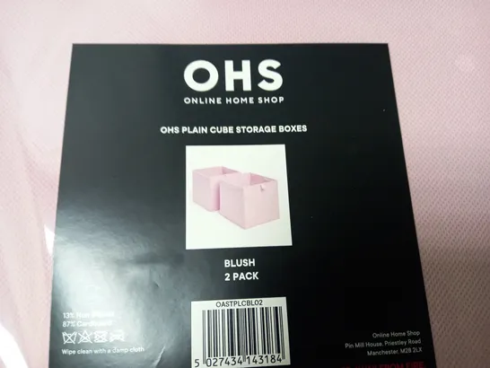 LOT OF 3 OHS PLAIN CUBE STORAGE BOX 2-PACKS IN BLUSH