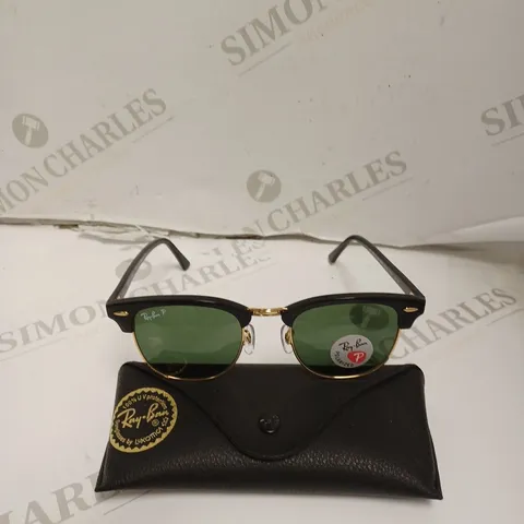 BOXED RAY-BAN CLUBMASTER CLASSIC POLISHED BLACK FRAMED SUNGLASSES 