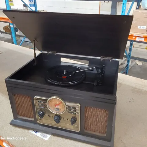 RETRO MUSIC CENTRE TURNTABLE,  RADIO, CASSETTE TAPE & CD PLAYERS